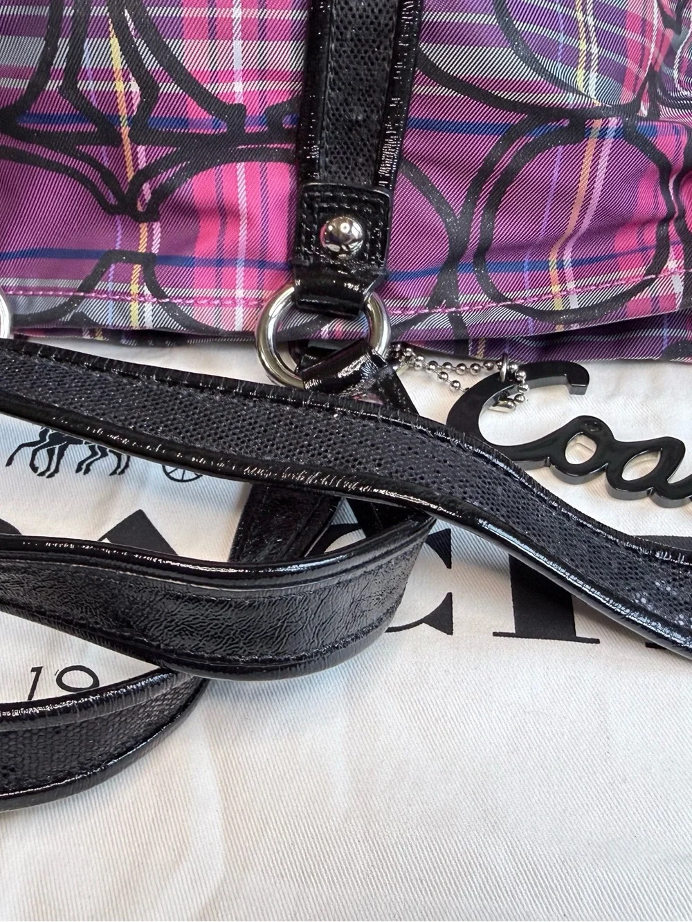 Coach Poppy Plaid Trio — Satchel + Wallet + Makeup Case - EUC + Dust Bag